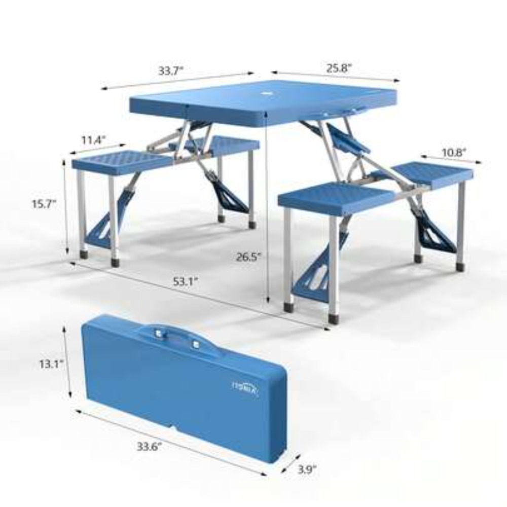 Outdoor Camping Folding Table - 4피트 접이식 캠핑 피크닉 테이블 세트(4인용,