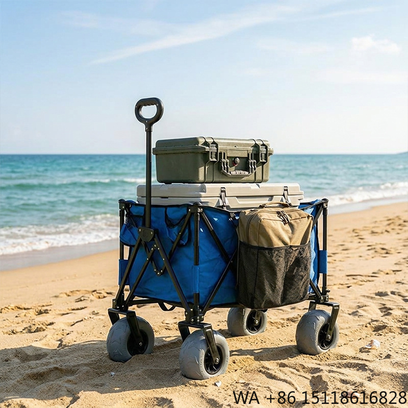Outdoor Camping Folding Table - 접이식 금속 비치 웨건, 빠른 분리형