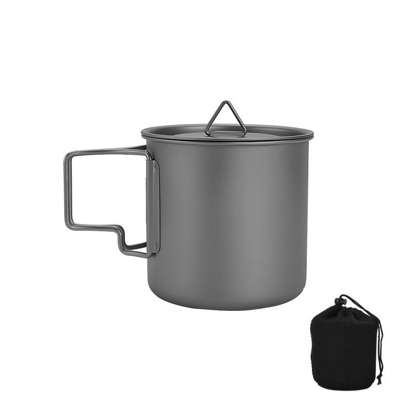 Outdoor Camping Cooking Equipment - 접이식 손잡이가 있는 티타늄 캠핑 머그컵,