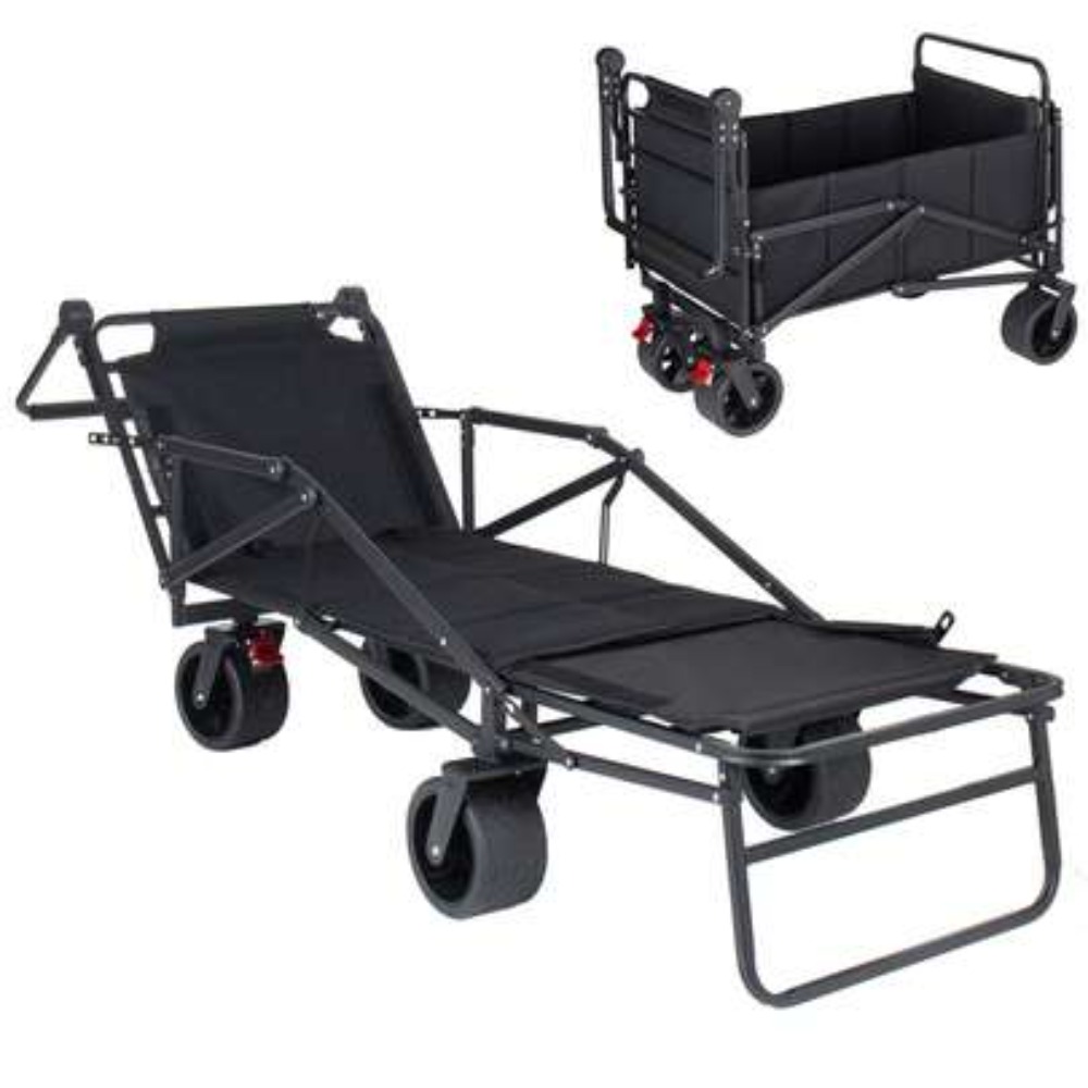 Outdoor Camping Folding Table - 컵홀더 테이블이 있는 3-in-1 시트 웨건