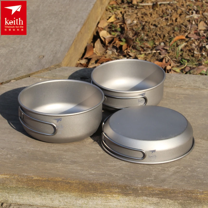 Outdoor Camping Cooking Equipment - Keith 티타늄 조리기구 팬 그릇 세트,