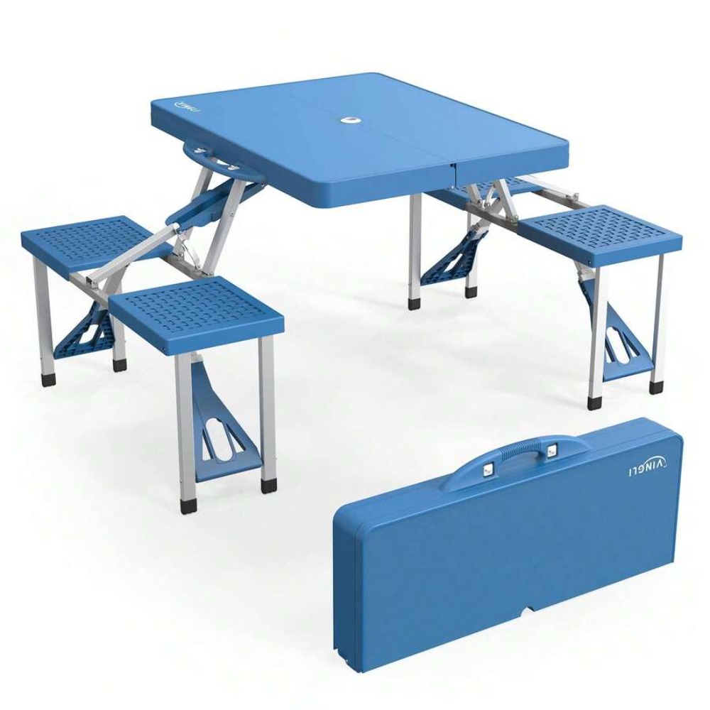 4피트 접이식 캠핑 피크닉 테이블 세트(4인용, 우산  - Outdoor Camping Folding Table 리뷰 및 가격