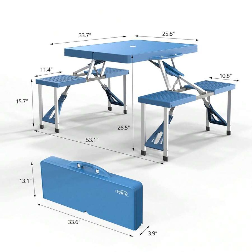 4피트 접이식 캠핑 피크닉 테이블 세트(4인용, 우산  - Outdoor Camping Folding Table 리뷰 및 가격