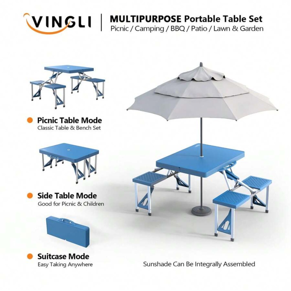 4피트 접이식 캠핑 피크닉 테이블 세트(4인용, 우산  - Outdoor Camping Folding Table 리뷰 및 가격