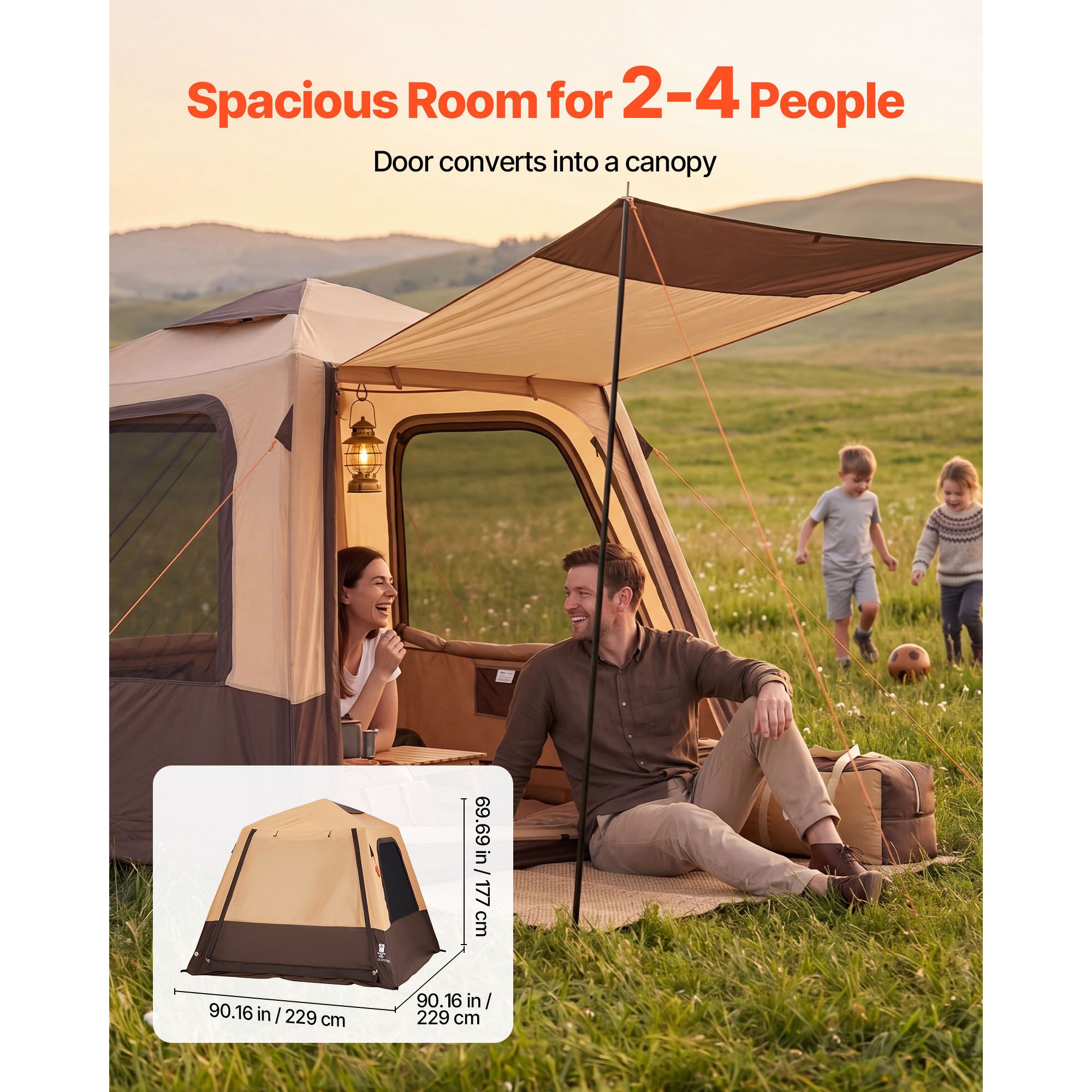 캠핑 텐트, 4인용 충전식 펌프 포함 풍선형 캐빈 텐트 - Outdoor Camping On Youtube 리뷰 및 가격