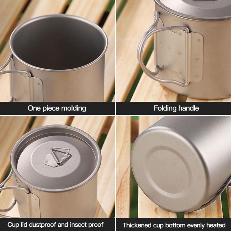 접이식 손잡이가 있는 티타늄 캠핑 머그컵, 가볍고 휴대 - Outdoor Camping Cooking Equipment 리뷰 및 가격