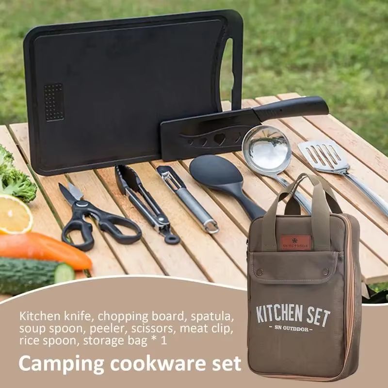 8pcs 캠핑 주방 조리기구 세트 휴대용 가방 야외 여 - Outdoor Camping Cooking Equipment 리뷰 및 가격