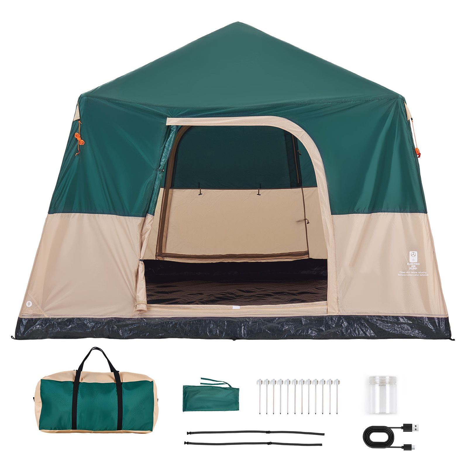 캠핑 텐트, 6인용 충전식 펌프 포함 풍선형 캐빈 텐트 - Outdoor Camping On Youtube 리뷰 및 가격