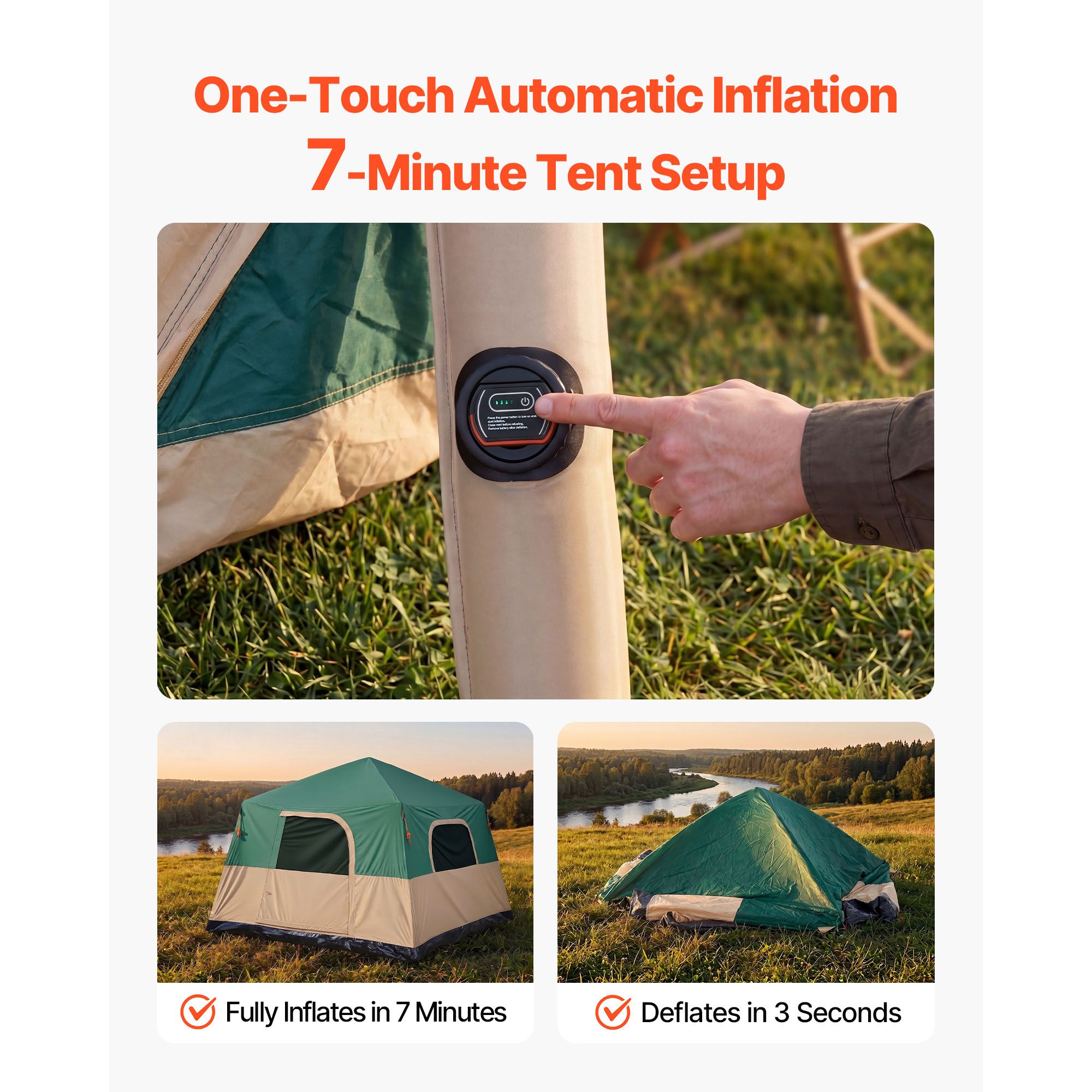 캠핑 텐트, 6인용 충전식 펌프 포함 풍선형 캐빈 텐트 - Outdoor Camping On Youtube 리뷰 및 가격