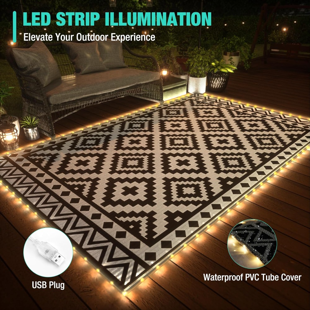 5' X 8' LED 스트립 조명이 있는 야외 러그,  - Outdoor Camping Rug With Led Lights 리뷰 및 가격