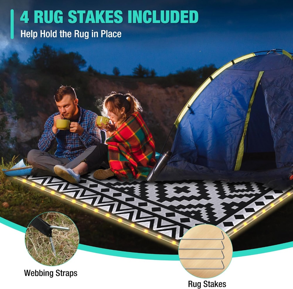 5' X 8' LED 스트립 조명이 있는 야외 러그,  - Outdoor Camping Rug With Led Lights 리뷰 및 가격