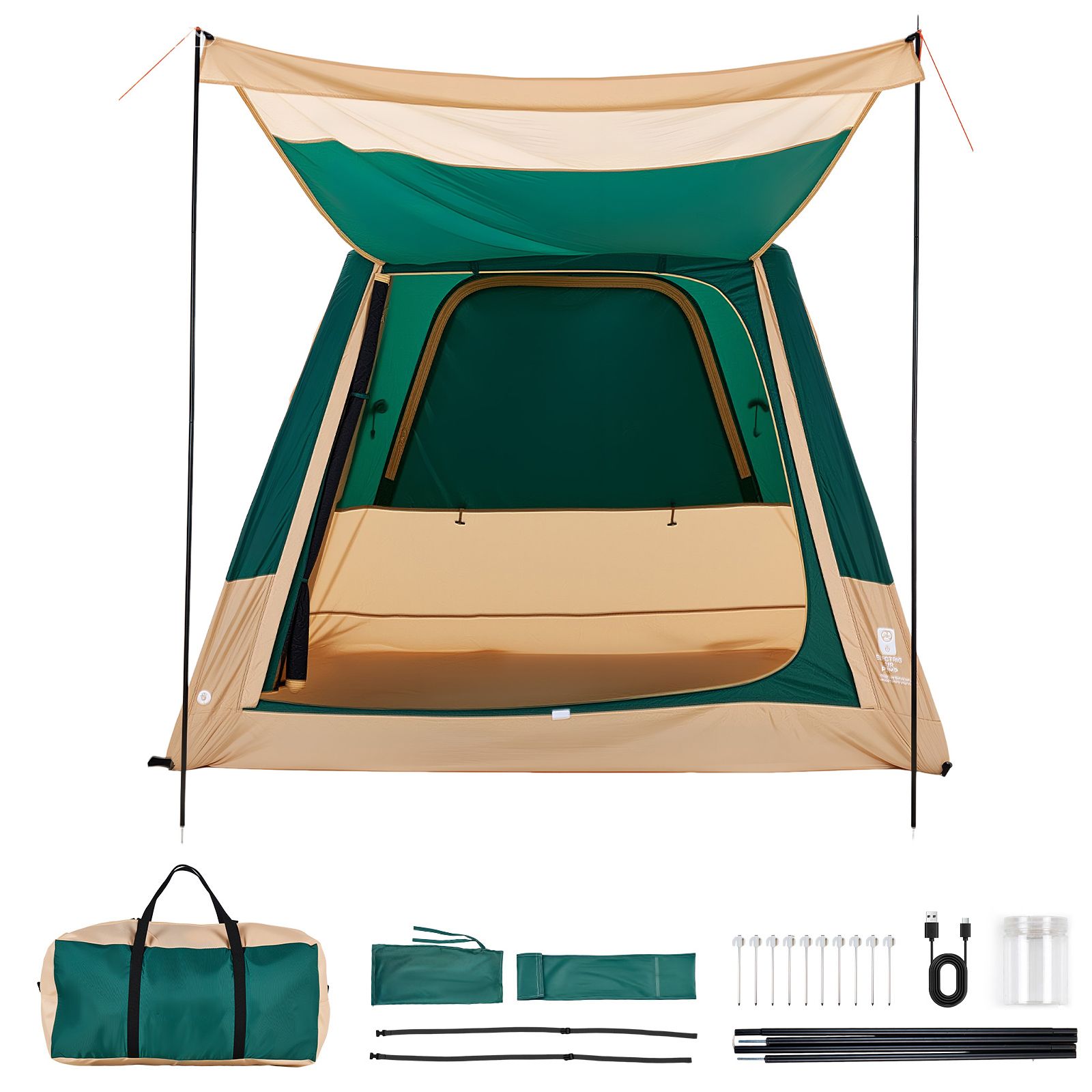 캠핑 텐트, 4인용 충전식 펌프 포함 풍선형 캐빈 텐트 - Outdoor Camping On Youtube 리뷰 및 가격