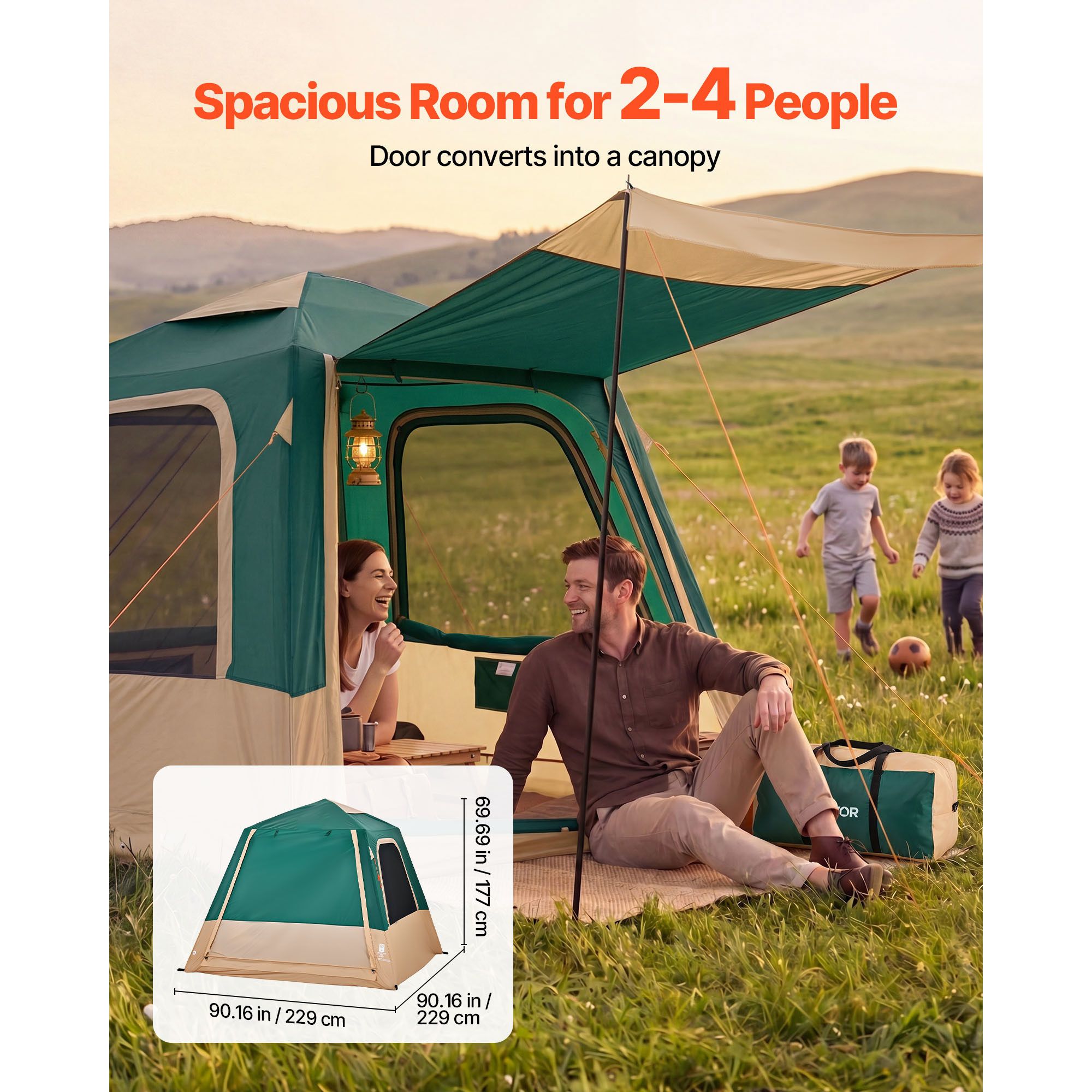 캠핑 텐트, 4인용 충전식 펌프 포함 풍선형 캐빈 텐트 - Outdoor Camping On Youtube 리뷰 및 가격