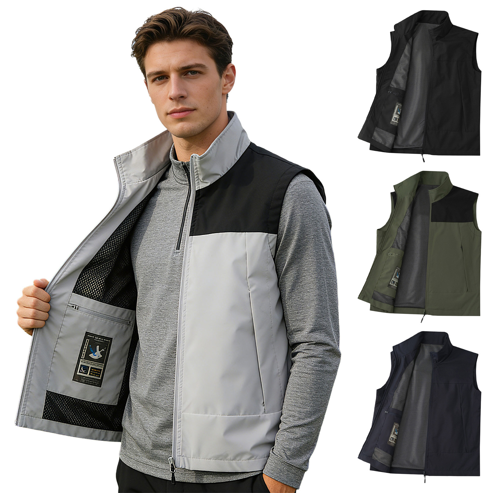# M-5XL 남성용 골프 조끼 스탠드 칼라 민소매 지 - Outdoor Camping In Winter 리뷰 및 가격