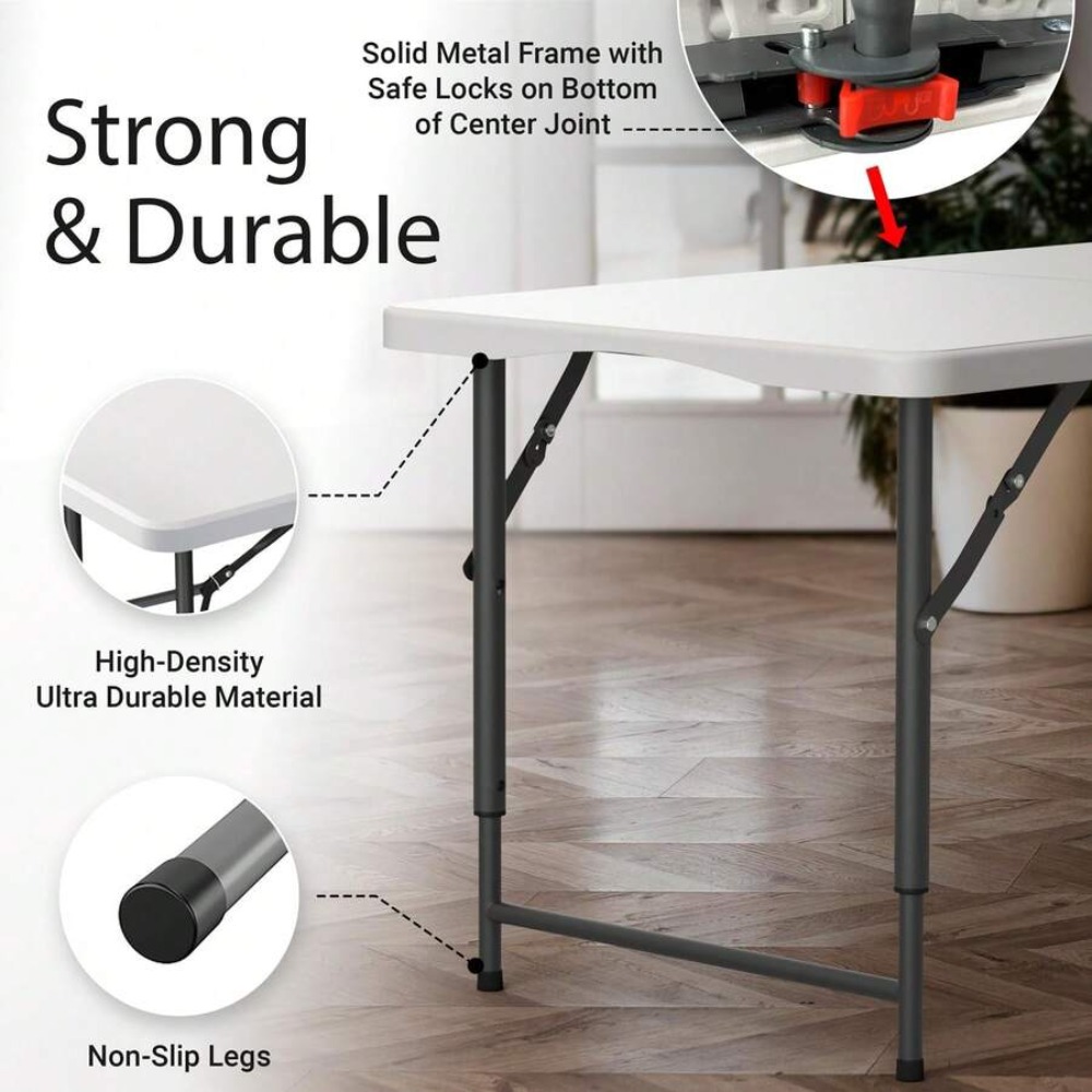 4피트 접이식 테이블, 높이 조절 가능, 내장형 손잡이 - Outdoor Camping Folding Table 리뷰 및 가격