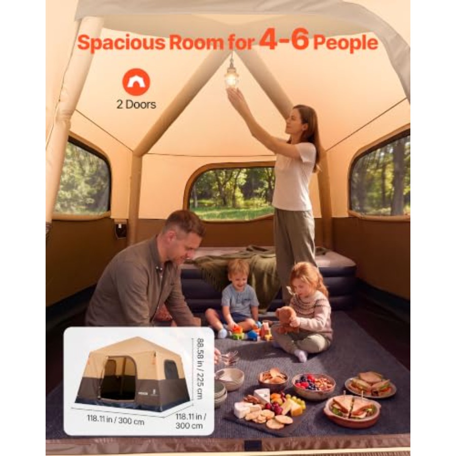캠핑 텐트, 4/6인용 자동 팽창식 캐빈 텐트, 가족  - Outdoor Camping On Youtube 리뷰 및 가격